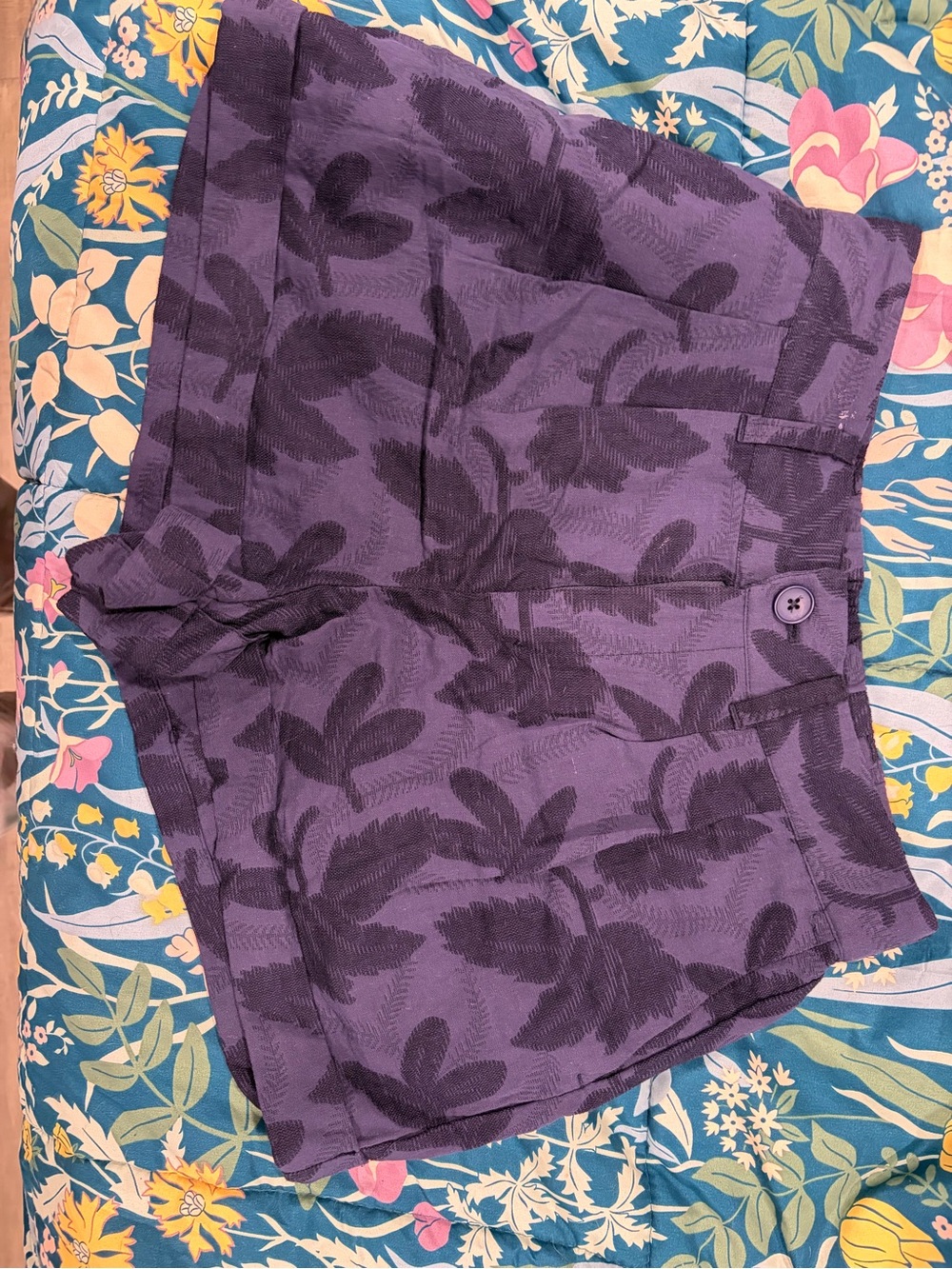 Navy Floral-Print Bermuda Shorts - Casual Tailored Fit